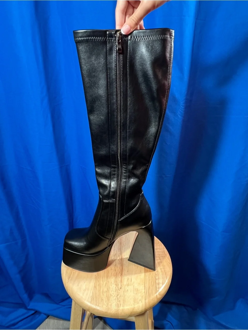 Black Platform Knee-High Women's Boots